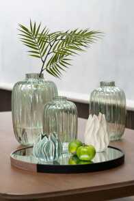 Vase Lines Glass Green Medium