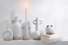 Vase Cercle Porcelaine Blanc/Beige