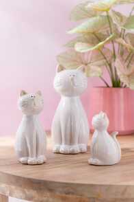 Cat Sitting Porcelain Beige Small