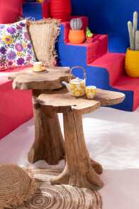 Side Table Root Teak Wood Natural