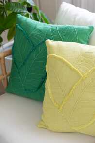 Cushion Leaves Cotton Lemon Green