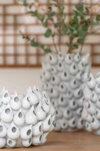 Vaso Anemone Alto Ceramica Bianco