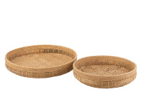 Set Of 2 Dishes Round Rattan