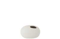 Vase Oval Ceramic Matt White Small