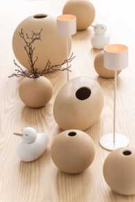 Vase Oval Ceramic Beige Small