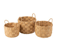 Set Of 3 Baskets Round Water