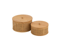 Set Of 2 Storage Box Rattan/Bamboo