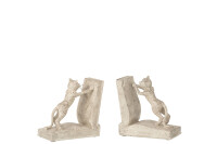 Set 2 Bookend Cat Book Poly Grey