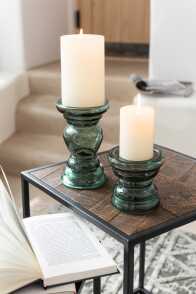 Candle Holder Nice Glass Green