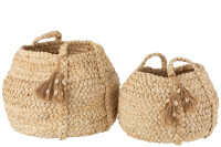 Set Of 2 Baskets Woven Tassels