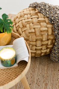 Pouf Crocheted Viscose Round Gold