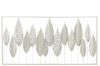 Wanddekoration Blätter Metall Weiß