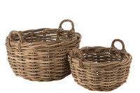 Set Of 2 Baskets Round Low Thick