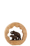 Figure Elephant+Child Mango Wood