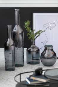 Vase Bottle Glass Metallic Grey