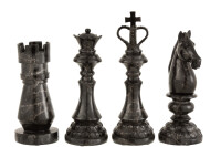 Chess Piece Marble Look Poly Black