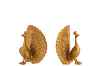 Set 2 Bookend Peacock Poly Gold