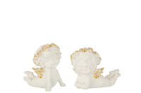 Angel Lying Poly White/Gold