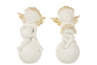 Angel On Ball Poly White/Gold
