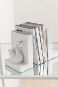 Set 2 Bookend Poly White/Silver