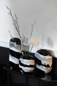 Vase Milano Verre Blanc/Noir Small