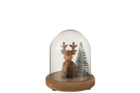 Bell Jar Reindeer Wood Brown Small