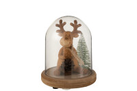 Bell Jar Reindeer Wood Brown Large