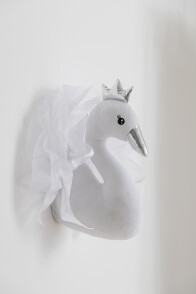 Swan Wall Deco Plush White/Silver