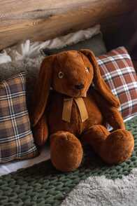 Rabbit Bow Plush Rust Brown Large