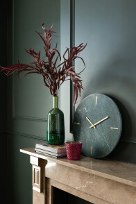 Clock Round Marble Green 