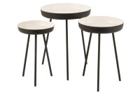 Set 3 Tavolini Metallo Nero/Bianco