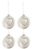 Box Of 4 Christmas Baubles Heart