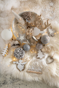 Box Of 4 Christmas Baubles Snowy