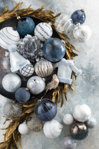 Box Of 6 Christmas Baubles Marble