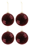 Box Of 4 Christmas Baubles Flowers