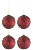 Box Of 4 Christmas Baubles Leaves