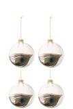 Box Of 4 Christmas Baubles Peacock