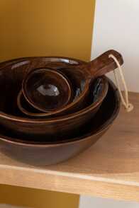 Bowl Handle Mango Wood Brown 