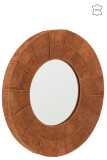 Mirror Border Round Leather Cognac