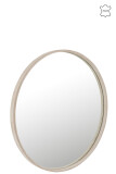 Mirror Round Leather Beige Large