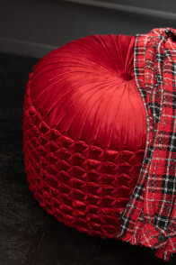 Pouf Viva Rond Polyester Rouge