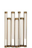 Vase 7 Tubes Metal Glass Gold