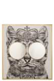 Wanddekoration Katze Brille