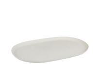 Tablett Oval Metall Weiß