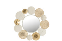Miroir Rond Cercles Metal Blanc/Or