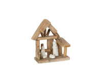 Weihnachtskrippe Haus Holz/Keramik