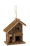 Bird House Half Roof Pine Wood