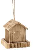 Bird House With Border Wood Beige