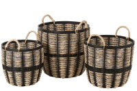 Set Of 3 Baskets Rope/Rattan