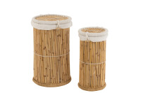 Set Of 2 Baskets Cylinder Bamboo